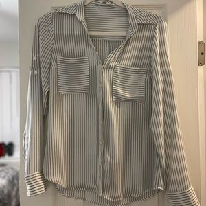 Express White and light Blue Blouse/Button Up